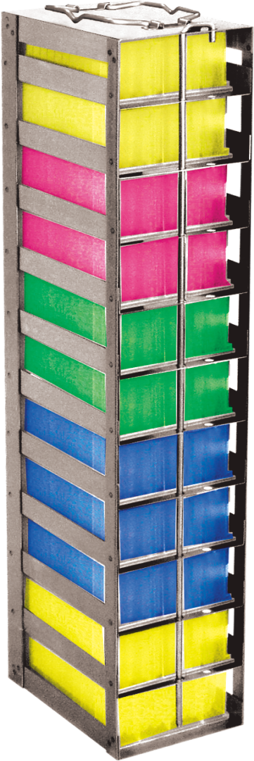 Prateleiras verticais para freezer horizontal para caixas de armazenamento de plástico com dobradiças de 100 células
