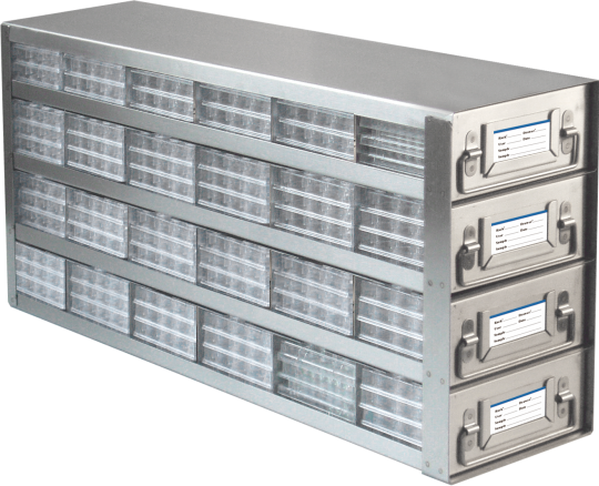 Rack per cassetti verticali per congelatore per piastre per microtitolazione da 96 pozzetti e 384 pozzetti